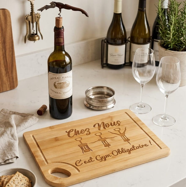 Cadeau collègue original gravé au laser – planche apéro humour – Roussillon Créations Tautavel (66)