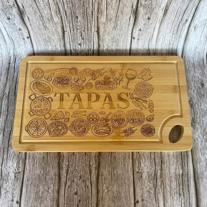 Planche à découper bambou gravée "Tapas" – Cadeau apéro original fabriqué en France Planche à découper / planche apéro Roussillon-Creations-Tautavel-66