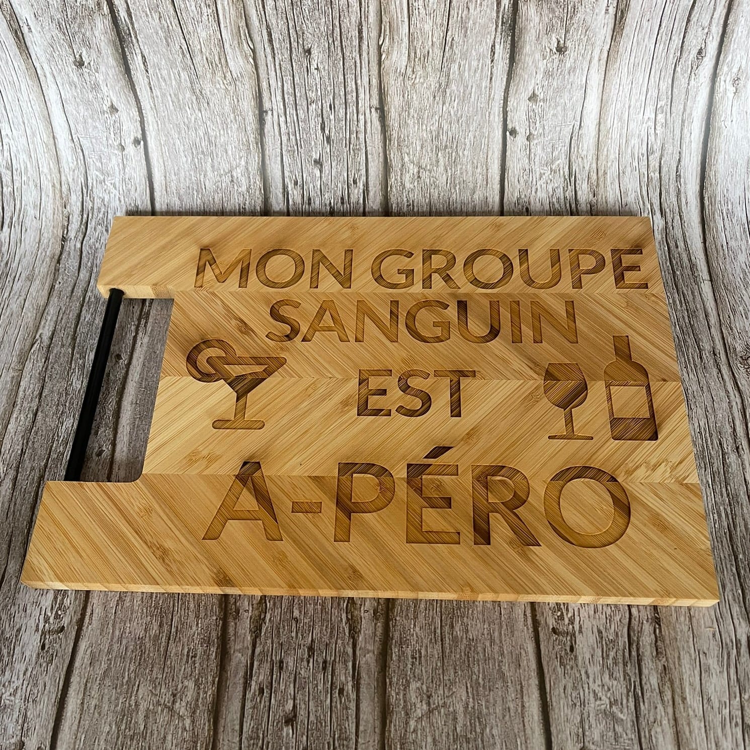 Planche à Découper Bambou Gravée – Groupe Sanguin Apéro Planche à découper / planche apéro Roussillon-Creations-Tautavel-66