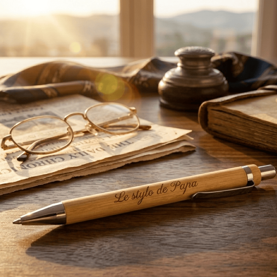 Stylo en bambou gravé – Le stylo de Papa Stylo gravé Roussillon-Creations-Tautavel-66