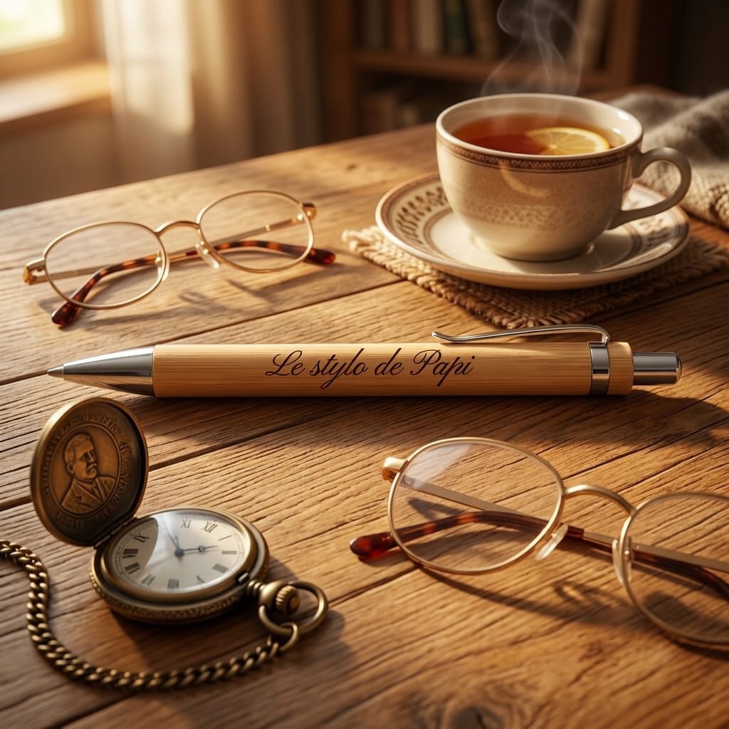 Stylo en bambou gravé – Le stylo de Papi Stylo gravé Roussillon-Creations-Tautavel-66