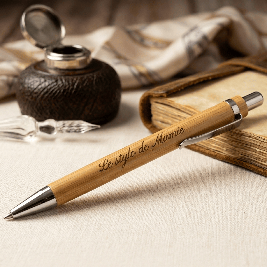 Stylo en bambou gravé – Le stylo de Mamie Stylo gravé Roussillon-Creations-Tautavel-66