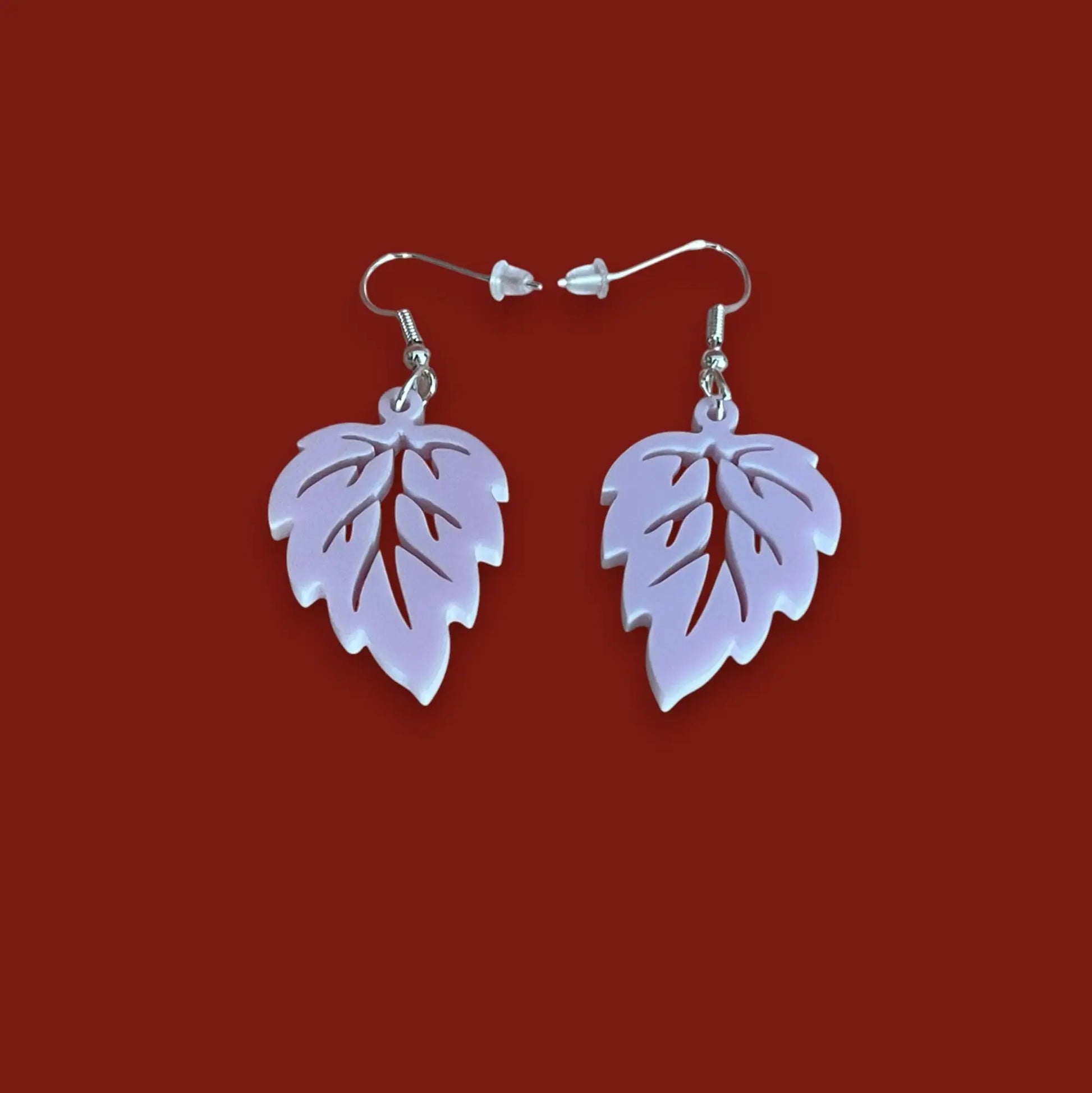 Boucles d’oreilles "Feuille de Vigne" — Acrylique Rose Pâle Pastel ROUSSILLON CRÉATIONS