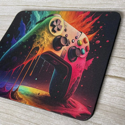 Gros plan texture tissu et qualité impression sublimation couleurs vives tapis souris